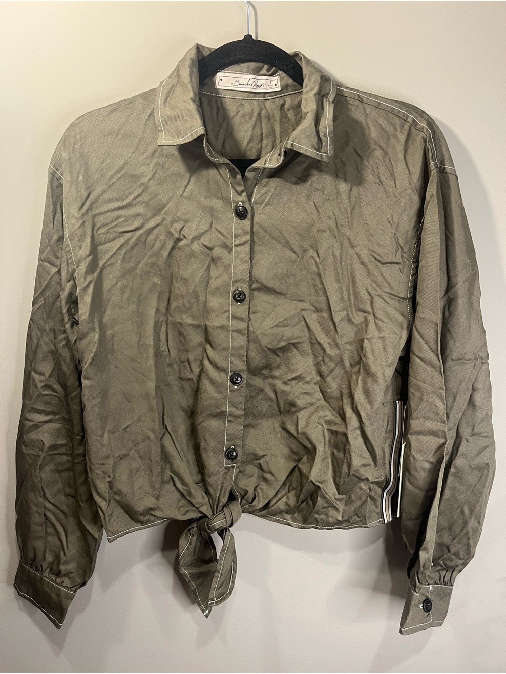 Boundless North Tie-Front Olive Utility Shirt- Women